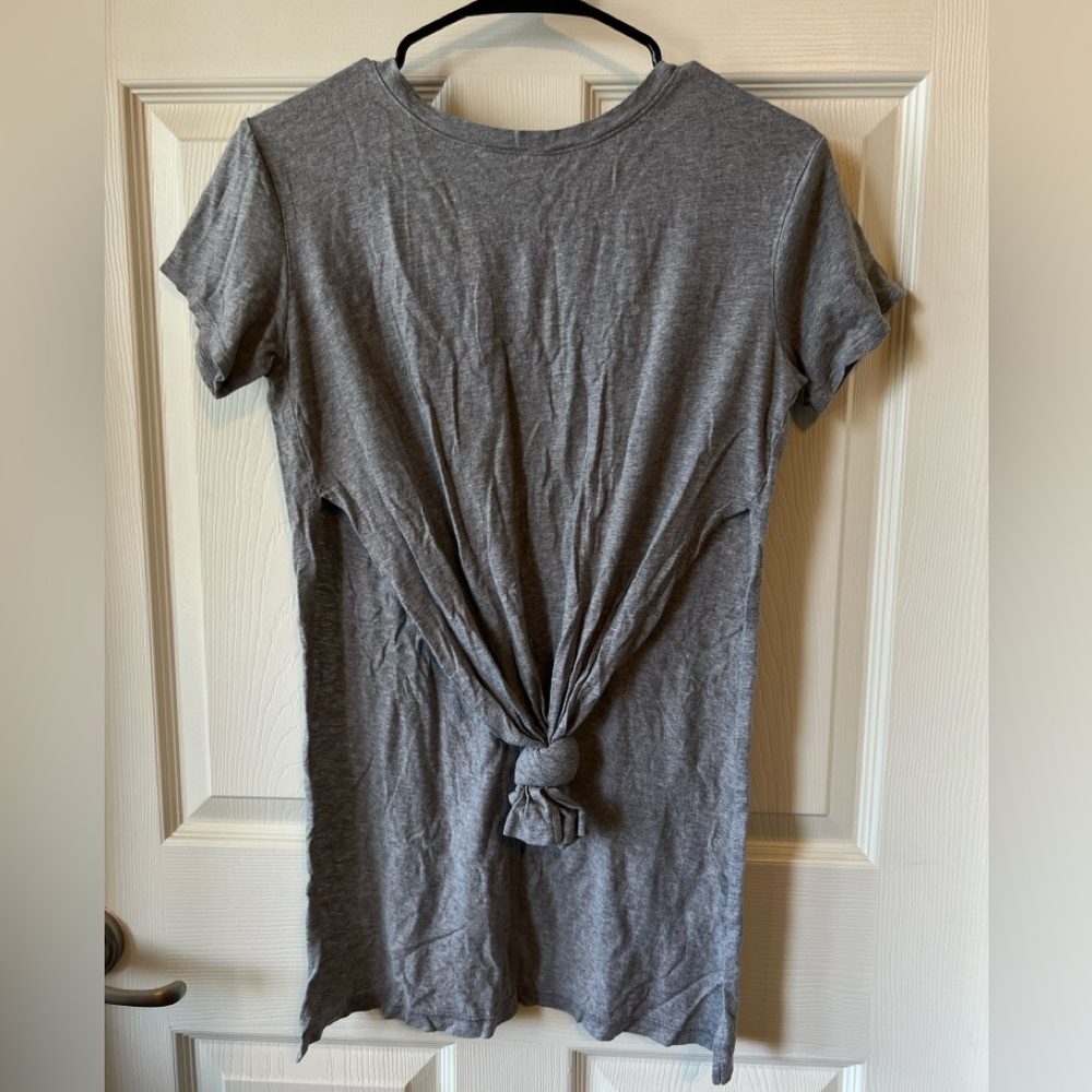 Forever 21 Gray Tie Front Short Sleeve Tee